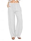 cheap Women&#039;s Sleep Tops &amp; Bottoms-Women&#039;s Pajamas Loungewear Pants Pure Color Comfort Home Linen Breathable Long Pant Pocket Elastic Waist Summer Black White