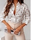 cheap Women&#039;s Blouses &amp; Shirts-Women&#039;s Shirt Blouse Floral Polka Dot Daily Vacation Button Print White Long Sleeve Casual Shirt Collar Spring &amp; Summer