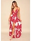Χαμηλού Κόστους Print Φορέματα-Γυναικεία Φόρεμα για τον ήλιο Φόρεμα σε γραμμή Α Σλιπ Φόρεμα Φλοράλ γραβάτα μπροστά Σκίσιμο Lace Up Lack Μακρύ Φόρεμα Μάξι Φόρεμα Κομψό Βοημία Γάμου Πάρτι Αμάνικο Καλοκαίρι
