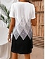 cheap Print Dresses-Women&#039;s Geometric Print Crew Neck Midi Dress Short Sleeve Summer