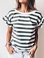 abordables T-shirts Femme-Femme T shirt Tee Rayé Imprimer du quotidien Fin de semaine Mode Manche Courte Col V Vert Eté