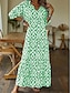 cheap Print Dresses-Women&#039;s Casual Dress Floral Print V Neck Long Dress Maxi Dress Stylish Casual Daily Date 3/4 Length Sleeve Summer