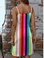 preiswerte Bedruckte Kleider-Damen Farbverlauf Farbblock Bedruckt V Ausschnitt Midikleid Ärmellos Sommer Frühling