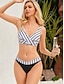 billige Bikinisæt-Dame Normal Badetøj Bikini 2 stk badedragt Push-up bukser Blomstret Grafisk V-hals Ferie Strand Tøj Badedragter