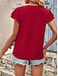 baratos Tops básicos de mulher-Camisa Social Blusa Mulheres Branco Vermelho Verde Tecido Frufru Rua Diário Moda Decote V Normal S