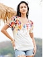 billige T-skjorter til kvinner-Dame T skjorte Grafisk Daglig Helg Trykt mønster Gul Kortermet Grunnleggende V-hals