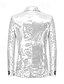 abordables Blazers et vestes-veste blazer homme soirée paillettes scintillantes couleur unie noir argent rose coupe ajustée simple boutonnage deux boutons