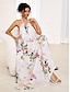 cheap Print Dresses-Women&#039;s Floral Maxi Dress Pink Backless Swing Dress Ruched Halter Neck Vacation Beach Wedding Guest Sleeveless Summer