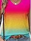 cheap Tank Tops &amp; Camis-Women&#039;s Tank Top Ombre Color Gradient Print Batwing Sleeve Rainbow Sleeveless V Neck Summer