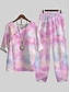 ieftine Costume din Două Piese-Pentru femei Bluză Ombre Roz Îmbujorat Lungime Manșon 3/4 Vară Primăvară