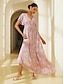preiswerte Lässiges Kleid mit Aufdruck-Chiffon-Maxikleid mit Blumenmuster und V-Ausschnitt im Korsett-Stil