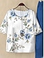 abordables Conjuntos de dos piezas de mujer-Mujer Camisa Conjuntos de pantalones Floral Casual Diario Estampado Azul Piscina Manga Corta Elegante Vacaciones Vintage Escote Redondo Verano Primavera