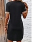 baratos vestidos lisos-Mulheres Vestido preto Vestido midi Guarnição do laço Festa Elegante Vintage Decote V Sem Manga Preto Cor