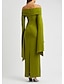 abordables Vestidos de noche-vestido de noche tubo vestido elegante verde vestido formal para invitada de boda largo hasta el suelo manga larga capas de un hombro crepé elástico con fruncido 2024
