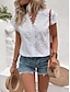 رخيصةأون بلوزات وقمصان للنساء-نسائي بلوزة أبيض كم قصير رقبة مربعة الصيف