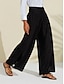 זול מכנסיים לנשים-מכנסיים שחורים עם רגליים רחבות לנשים עם מותן גבוה מכנסיים מעוטרים מדגם זה