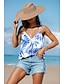 ieftine Bluze &amp; Camisole Damă-Pentru femei Bluză Grafic Vacanță Imprimeu Albastru piscină Fără manșon Hawaiană În V Vară