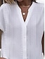 billige Basistopper for damer-Skjorte Blondeskjorte Bluse Dame 6 hvite Hvit عادي Blonde Knapp Gate Daglig Grunnleggende Moderne V-hals Normal S