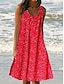 זול שמלות עם הדפס-בגדי ריקוד נשים שמלת גופייה פרחוני דפוס צווארון U שמלת מידי יומי חופשה ללא שרוולים קיץ