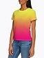 billige T-skjorter til kvinner-kvinners t-skjorte tee bokstav daglig regnbue gradient kortermet stilig rund hals sommer morsdag