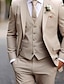 levne Obleky-khaki pánské svatební obleky jednobarevné 3dílné denní business plus velikost jednořadé dvouknoflíčkové 2024