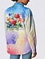 preiswerte Blusen und Hemden für Damen-Damen Hemd 100% Baumwolle Blumen Buchstabe Täglich Stilvoll Langarm Hemdkragen Regenbogen Sommer