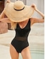 preiswerte Einteilige Badeanzüge-Damen Badeanzug Ein Stück Bademode Gitter Patchwork Glatt Strandbekleidung Sommer Badeanzüge