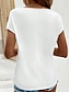 billiga T-shirts för damer-Dam T-shirt Slät Spets Lappverk Dagligen Stylish Grundläggande Kortärmad Rund hals Vit Sommar