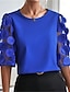 abordables Tops básicos de mujer-Camisa Blusa Mujer Negro Rosa Azul Piscina Color sólido Malla Calle Diario Moda Escote Redondo S