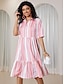 cheap Print Dresses-Women&#039;s Lapel Midi Dress Short Sleeve Geometric Print Bohemian