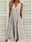 Χαμηλού Κόστους Print Φορέματα-Γυναικεία Καθημερινό φόρεμα Αμάνικο φόρεμα Καρό Κουμπί Τσέπη Διχασμένος λαιμός Μίντι φόρεμα Στυλάτο Καθημερινό Καθημερινά Ημερομηνία Αμάνικο Καλοκαίρι