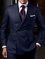 cheap Suits-Purple Men&#039;s Wedding Suits 2 Piece Solid Colored Tailored Fit Double Breasted Six-buttons 2024