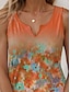 ieftine Bluze &amp; Camisole Damă-Pentru femei Bluză Vestă Ombre Floral Zilnic Fără mâneci Portocaliu Fără manșon Zilnic În V Vară