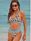 ieftine Seturi de bikini-Pentru femei Normal Costume de Baie Bikini 2 bucăți Costum de baie Leopard Imprimeu Paisley Decolteu în V Tropical Costum de plajă Costume de baie