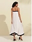 Недорогие повседневное платье-женское белое платье макси с цветными блоками и v-образным вырезом, отпускное платье