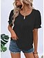 お買い得  女性用のプレーントップス-女性用 レースシャツ 半袖 クルーネック ブラック ホワイト ブルー パープル 夏