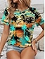 Χαμηλού Κόστους Γυναικεία T-Shirts-Γυναικεία Μπλουζάκι Πουλί Δετοβαμένο Διακοπές Χαβανέζα Κοντομάνικο Στρογγυλή Ψηλή Λαιμόκοψη Μαύρο Καλοκαίρι