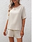 abordables Conjuntos de dos piezas de mujer-Mujer Camiseta Color sólido Blanco Manga Corta Verano