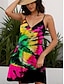 olcso Mintás ruhák-Női Batikolt Nyomtatott Spagettipánt Mini ruha Tropikus Hawaii Vakáció Ujjatlan Nyár