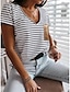 economico T-Shirt da donna-Per donna maglietta A strisce Con lustrini Stampa Giornaliero Fine settimana Di tendenza Manica corta A V Nero Estate