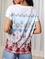 olcso Női pólók-Női Póló Nyomtatott Napi Csehország Stílusos Rövid ujjú V-alakú Medence Nyár