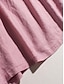 cheap Design Cotton &amp; Linen Dresses-Women&#039;s Linen Dress Shirt Dress White Cotton Dress Midi Dress Button Vacation Shirt Collar Short Sleeve Summer Spring ArmyGreen Pink Plain