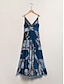 cheap Print Casual Dress-Cross Front Tassel Hem Maxi Dress