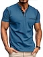 abordables Camisetas casuales de hombre-Hombre Henley Shirt Camiseta superior Plano Henley Calle Vacaciones Mangas cortas Bolsillo Ropa Moda Design Básico