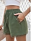 halpa Naisten shortsit-naisten shortsit polyesteri yksinkertainen masennus vihreä yksinkertainen korkea vyötärö loma