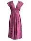 cheap Print Dresses-Women&#039;s Casual Dress A Line Dress Floral Print V Neck Midi Dress Boho Vacation Short Sleeve Summer