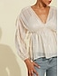 זול חולצות, חולצות וחולצות-חולצת נשים שיפון פסים מודרניים משובצים צווארון V בולרו העליון אביב קיץ