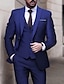 cheap Suits-Black White Royal Blue Men&#039;s Wedding Suits Solid Colored 3 Piece Tailored Fit Single Breasted Two-button 2024