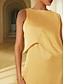 זול שמלה קז&#039;ואל-שמלת מקסי סאטן אסימטרית