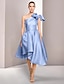 ieftine Rochii Cocktail-rochii de cocktail în formă de a rochie elegantă nuntă formală lungime ceai fără mâneci pe un singur umăr satin cu fante fâșie 2024